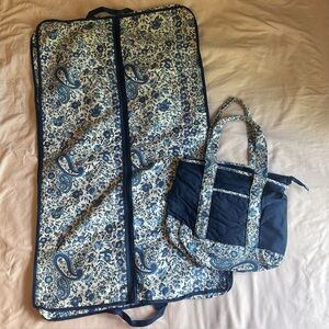 Garmet Bag with Matching Blue Paisley Tote – Travel Set